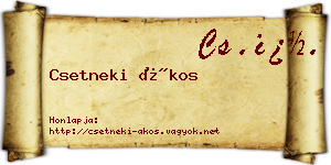 Csetneki Ákos névjegykártya