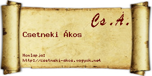 Csetneki Ákos névjegykártya